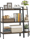 3-tier ladder shelf and corner shelf set in rustic brown with metal frame, perfect for living room or home office storage.