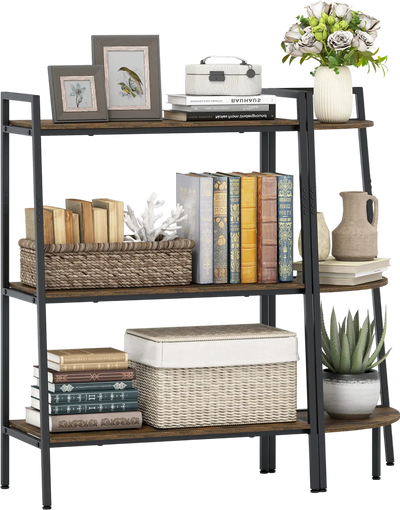 Costway 3-Tier Ladder Shelf Corner Bookcase Set Metal Frame 63951303 New