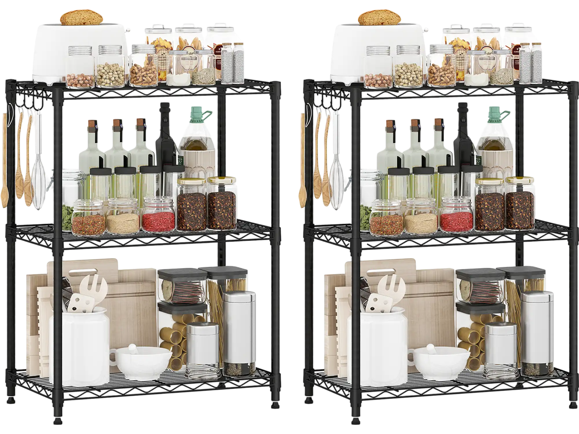 Costway 3-Tier Metal Storage Shelving Unit Set of 2 V-Shaped Wire Rack 58210521 New
