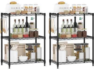 Costway 3-Tier Metal Storage Shelving Unit Set of 2 V-Shaped Wire Rack 58210521 New