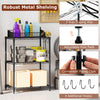 3-tier black metal storage shelving unit with adjustable shelves, anti-tipping kits, and 4 additional hooks for.