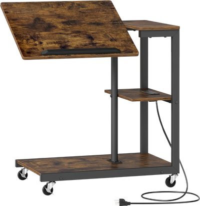 Costway 3-Tier Mobile C-Shaped Couch Side Table w/ Tiltable Top 56298350 New