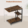 3-tier mobile couch side table with adjustable height, spacious tabletop, and 4 wheels for easy mobility and stability.