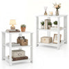 Modern white 3-tier nightstand set of 2 with open storage shelves, ideal for compact living spaces and easy access.