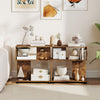 3-tier S-shaped bookshelf in rustic brown, featuring adjustable feet and ample storage for books and decor.