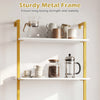 3-tier modern wall-mounted shelving unit with a sturdy metal frame and white wooden shelves for stylish storage.