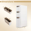 3-tier narrow storage cabinet in beige with 3 drawers, removable dividers, and smooth rolling wheels for versatile organization.