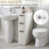 3-tier narrow storage cabinet in beige with 3 drawers, removable dividers, and anti-tip kit for secure placement.