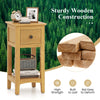 3-tier nightstand in natural wood with drawer and open shelf, perfect for living room or bedroom storage and display.