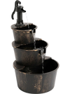 3-Tier Outdoor Barrel Waterfall Fountain with Electric Pump