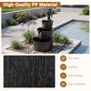 3-tier outdoor barrel waterfall fountain with vintage bronze finish, realistic wood grain, and easy maintenance for garden relaxation.