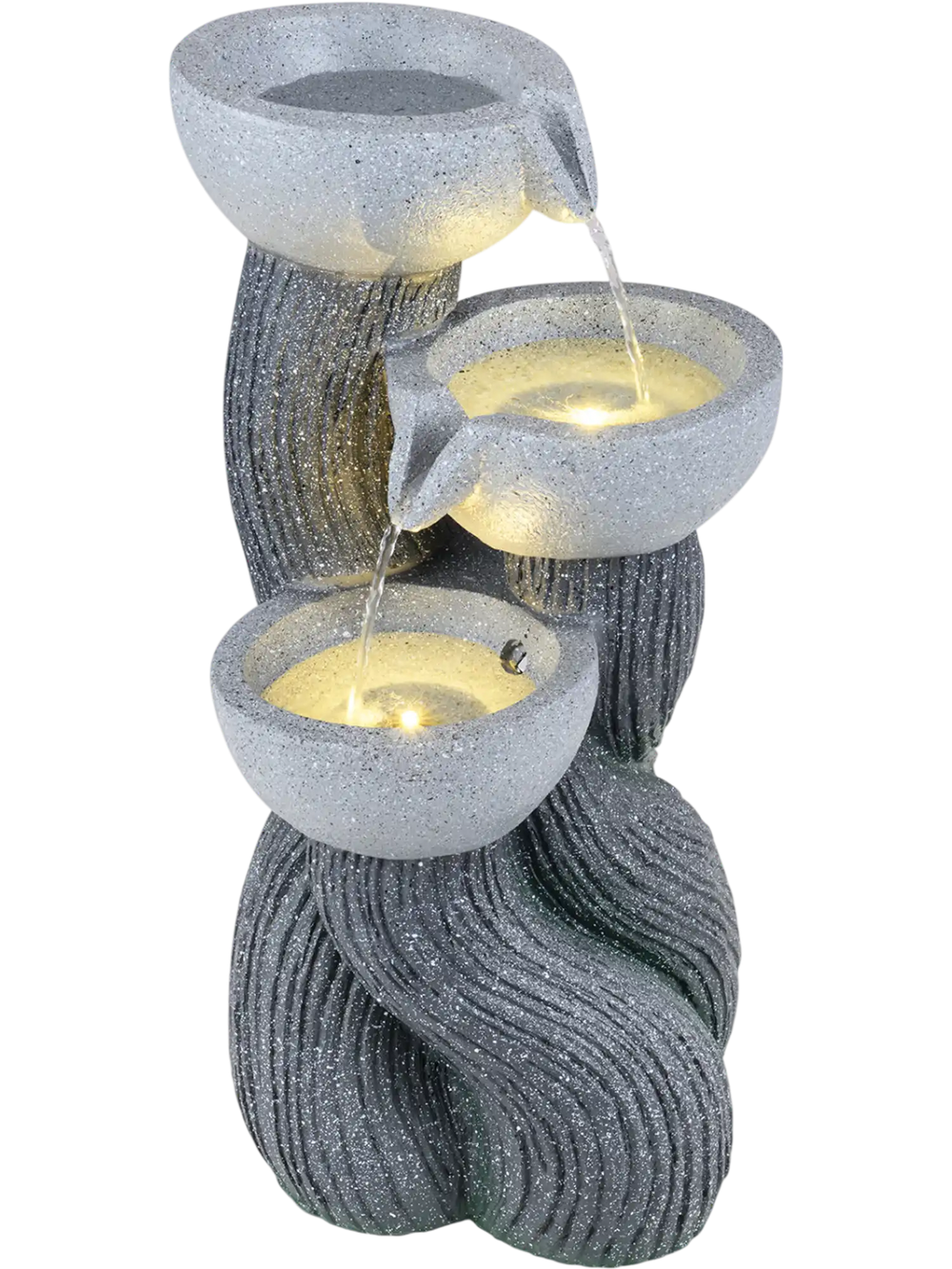 3-Tier Outdoor Water Fountain with LED Lights 18.5 Inch H for Patio Deck