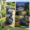 3-tier outdoor water fountain with LED lights, showcasing cascading water flow and branch-like texture for patio decor.