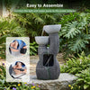 3-tier outdoor water fountain with LED lights, resin construction, and easy assembly for patio or deck decoration.
