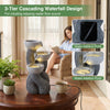 3-tier outdoor water fountain with LED lights, resin construction, and cascading design for relaxing ambiance in patio.