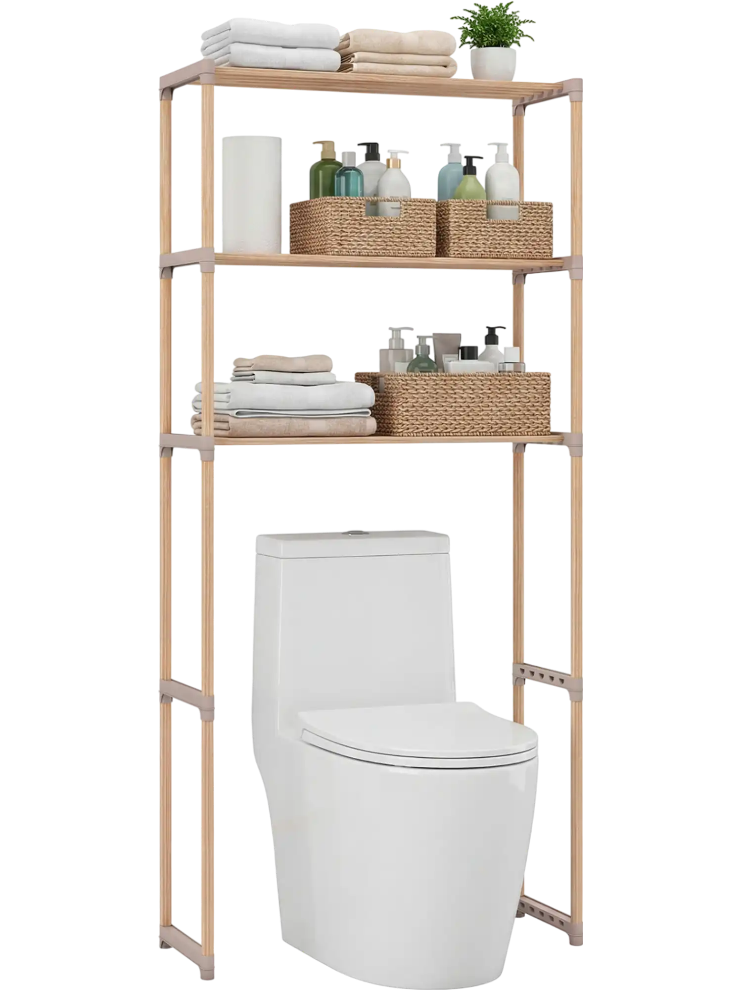 Costway 3-Tier Over Toilet Storage Rack Open Shelves 93709232 New