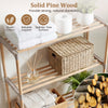 3-tier over-the-toilet storage rack in gray, made of solid pine wood, offering rustic charm and splinter-free surfaces.