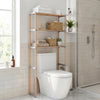 3-tier over the toilet storage rack in gray with open shelves, featuring anti-slip feet for enhanced stability in.