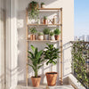 3-tier open shelf storage rack in gray made of solid pine wood, ideal for bathroom organization and rustic charm.