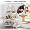 3-tier white plant stand made of solid fir wood, featuring an A-frame design for stability, ideal for indoor or outdoor.