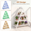3-tier A-frame plant stand in white, made of solid fir wood, ideal for indoor or outdoor plant display and decoration.