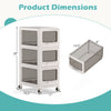 3-tier plastic drawer storage organizer cart with lockable wheels, dimensions 28"x16.5"x11", ideal for versatile.