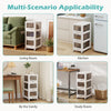 3-tier plastic drawer storage organizer rolling cart with lockable wheels, ideal for living room, kitchen, and study.