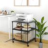 3 Tier Printer Stand Rolling Fax Cart with Adjustable Shelf and Swivel Wheels-Black - Gallery View 1 of 10