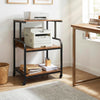 3-tier rolling printer stand in rustic brown features adjustable shelf and lockable wheels, perfect for home or office use.