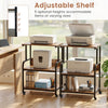 3-tier rolling printer stand in rustic brown with adjustable shelf, lockable wheels, and sturdy metal frame for versatile storage.