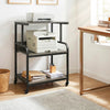 3-Tier Rolling Printer Stand with Adjustable Shelf and Lockable Wheels-Oak - Gallery View 1 of 10