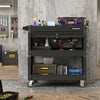 3 Tier Rolling Tool Cart with Lockable Drawer for Garage and Workshop-Black - Gallery View 1 of 10