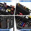 3-tier rolling tool cart in black features a lockable drawer, side tool slots, and pegboards for organized garage storage.