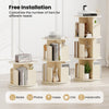 3-tier rotating bookshelf in natural finish with dividers, ideal for organizing books, photos, and crafts in any space.
