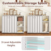 3-tier white shoe cabinet with doors and adjustable open shelves for organized entryway storage.
