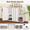 3-tier white shoe cabinet with adjustable shelves, convenient handles, and magnetic door catch for organized entryway.