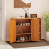 3-Tier Shoe Cabinet with Doors with Adjustable Open Shelves for Entryway-Natural - Gallery View 1 of 10