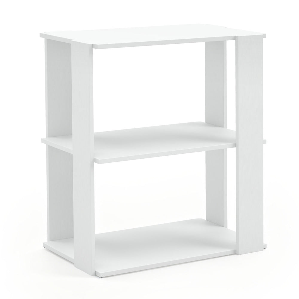 White 3-tier shoe rack with stackable design and anti-tipping device, ideal for closet organization and versatile.