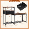 3-tier shoe storage rack bench in rustic brown with a drawer and metal frame, designed for stability and easy maintenance.