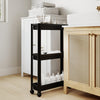 3-Tier Slim Rolling Storage Cart 2-Pack Mobile Bathroom Organizer with Wheels-Black - Gallery View 1 of 10
