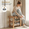 3-tier solid wood shoe rack bench with slatted shelves, providing convenient shoe storage for entryways and small spaces.