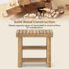 3-tier solid wood shoe rack bench with slatted shelves, ideal for entryways and compact living spaces.