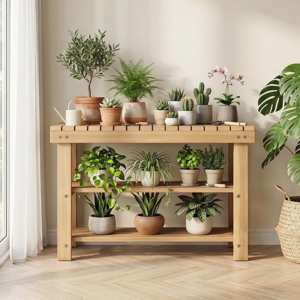 3-Tier Solid Wood Shoe Rack Bench with Slatted Shelves-M - Gallery View 1 of 10