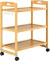 3-Tier Storage Rolling Cart Bamboo Utility Cart with 4 Universal Wheels - Gallery View 1 of 11