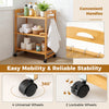 3-Tier Storage Rolling Cart Bamboo Utility Cart with 4 Universal Wheels - Gallery View 8 of 11