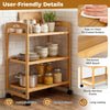 3-Tier Storage Rolling Cart Bamboo Utility Cart with 4 Universal Wheels - Gallery View 10 of 11