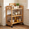 3-Tier Storage Rolling Cart Bamboo Utility Cart with 4 Universal Wheels - Gallery View 2 of 11