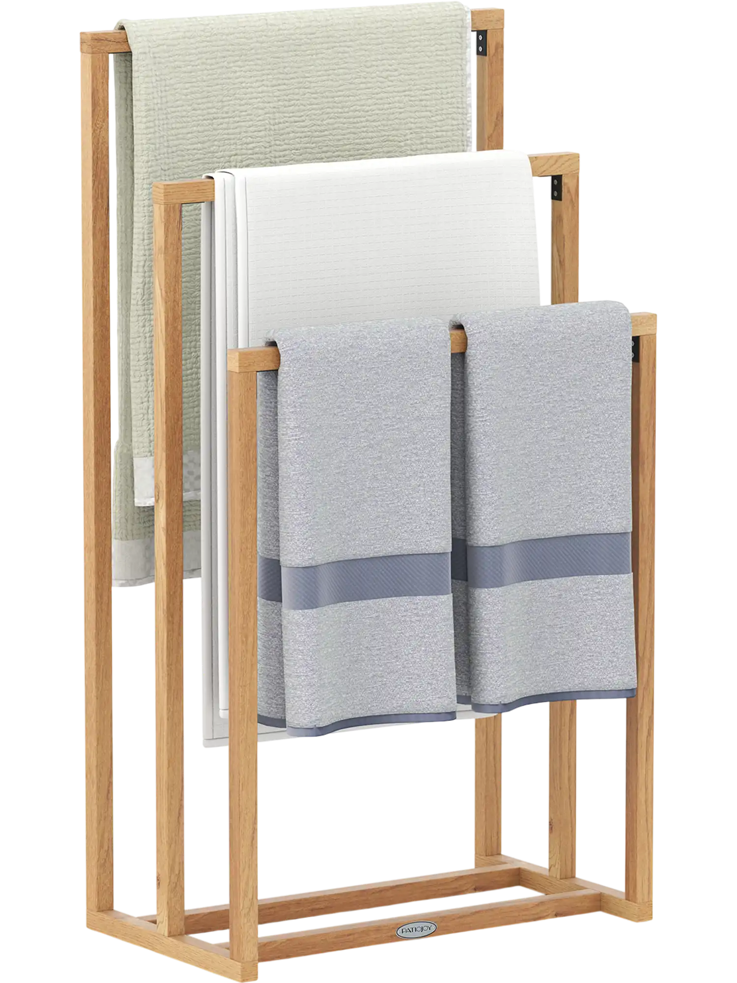 Costway 3-Tier Teak Wood Towel Rack 841593267 New