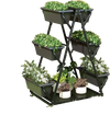3-tier vertical raised garden bed in black with 6 container boxes, ideal for patios and balconies, featuring wheels for.