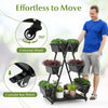 3-tier vertical raised garden bed in black with 6 container boxes and 4 wheels, ideal for patios and balconies.